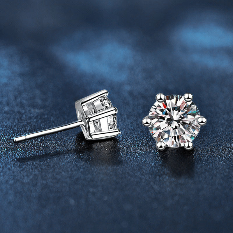 Bestselling Moissanite Stud Earrings — Classic Six-Prong Design with Elegant Style | Women's 925 Sterling Silver Gold-Plated Jewelry