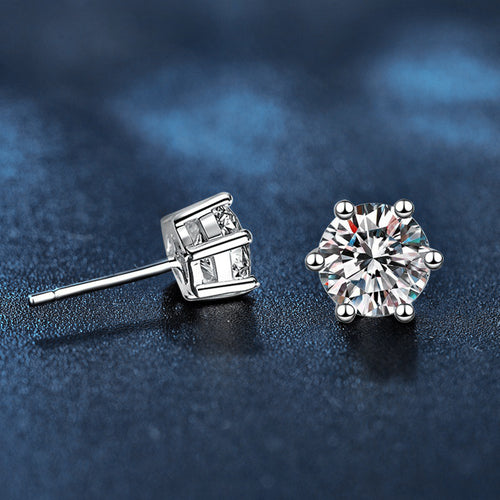 Bestselling Moissanite Stud Earrings — Classic Six-Prong Design with Elegant Style | Women's 925 Sterling Silver Gold-Plated Jewelry