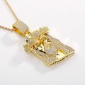 Edgy "Old Man's Head" & Rose Design Pendant — Western-Style Hip-Hop Men's Streetwear Necklace with Zircon Accent